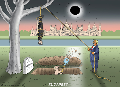 Cartoon: HALLOWEEN IN BUDAPEST (medium) by marian kamensky tagged halloween,in,budapest,trump,putin,orban,halloween,in,budapest,trump,putin,orban