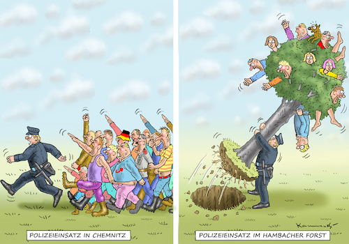 Cartoon: HAMBACHER FORST (medium) by marian kamensky tagged chemnitz,lynchjustiz,rchtsradikale,proteste,sachsen,hambacher,forst,chemnitz,lynchjustiz,rchtsradikale,proteste,sachsen,hambacher,forst