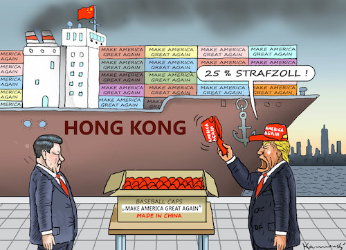 Cartoon: HANDELSSTREIT MIT CHINA (medium) by marian kamensky tagged obama,trump,präsidentenwahlen,usa,baba,vanga,republikaner,inauguration,demokraten,wikileaks,faschismus,trumps,handelskrieg,strafzölle,obama,trump,präsidentenwahlen,usa,baba,vanga,republikaner,inauguration,demokraten,wikileaks,faschismus,trumps,handelskrieg,strafzölle