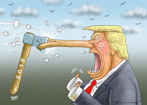 Cartoon: Happy New Year Donald! (medium) by marian kamensky tagged obama,trump,präsidentenwahlen,usa,baba,vanga,republikaner,inauguration,demokraten,wikileaks,faschismus,jamal,khashoggi,shutdown,obama,trump,präsidentenwahlen,usa,baba,vanga,republikaner,inauguration,demokraten,wikileaks,faschismus,jamal,khashoggi,shutdown