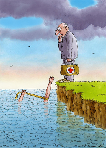 Cartoon: Hard Decision (medium) by marian kamensky tagged humor,illustration,tod,sterben,selbstmorde,patient,arzt,ärzte,gesundheit,entscheidung