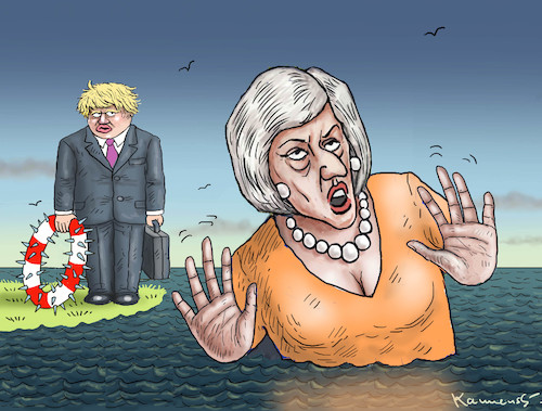 Cartoon: HILFSBEREITER BORIS JOHNSON (medium) by marian kamensky tagged brexit,theresa,may,england,eu,schottland,wahlen,boris,johnson,brexit,theresa,may,england,eu,schottland,wahlen,boris,johnson