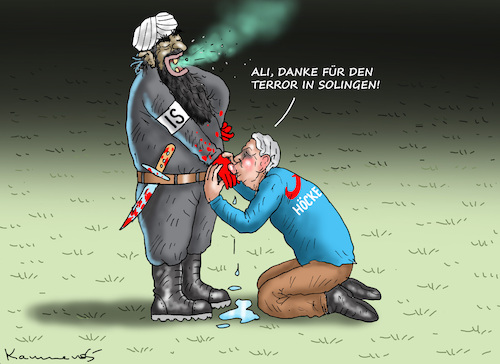 Cartoon: HÖCKE MAG MANCHE AUSLÄNDER! (medium) by marian kamensky tagged is,terror,in,solingen,höcke,afd,wahlen,thüringen,is,terror,in,solingen,höcke,afd,wahlen,thüringen