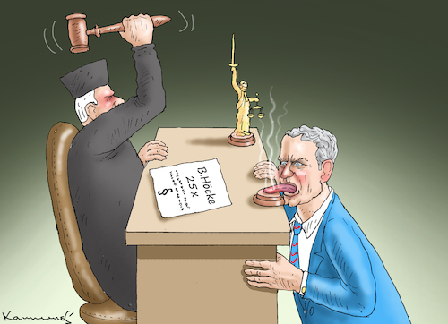 Cartoon: HÖCKE VOR DEM RICHTER (medium) by marian kamensky tagged höcke,vor,dem,richter,höcke,vor,dem,richter