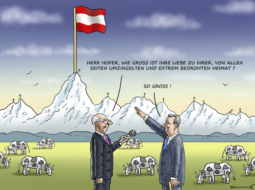 Cartoon: HOFER ZEIGT FLAGGE (medium) by marian kamensky tagged norbert,hofer,van,der,bellen,fpö,österreichische,präsidentenwahlen,norbert,hofer,van,der,bellen,fpö,österreichische,präsidentenwahlen