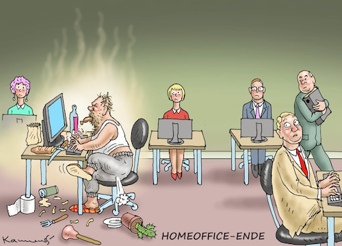 Cartoon: HOMEOFFICE-ENDE (medium) by marian kamensky tagged homeoffice,ende,homeoffice,ende