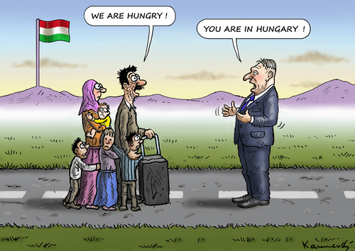 Cartoon: HUNGER IN HUNGARY (medium) by marian kamensky tagged eu,flüchtlinge,asyl,politik,willkommenskultur,terrorismus,heidenau,viktor,orban,horst,seehofer,bayern,eu,flüchtlinge,asyl,politik,willkommenskultur,terrorismus,heidenau,viktor,orban,horst,seehofer,bayern