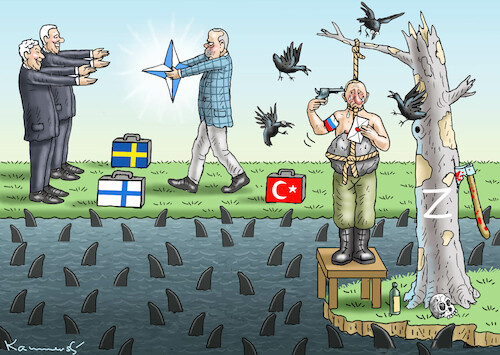 Cartoon: ICH WÜNSCHE EINEN SCHÖNEN NATO-T (medium) by marian kamensky tagged putins,bescherung,ukraine,provokation,swift,nato,osterweiterung,putins,bescherung,ukraine,provokation,swift,nato,osterweiterung
