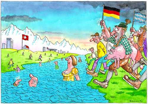 Cartoon: Immigration in die Intergration (medium) by marian kamensky tagged humor,angela merkel,multikulti,scheitern,regierung,deutschland,integration,ausländer,immigration,migration,angela,merkel