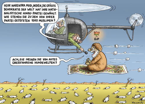 Cartoon: Indienwahl (medium) by marian kamensky tagged wahl,in,indien,grösste,demokratie,der,welt,nationalistische,hindupartei,wahl,in,indien,grösste,demokratie,der,welt,nationalistische,hindupartei