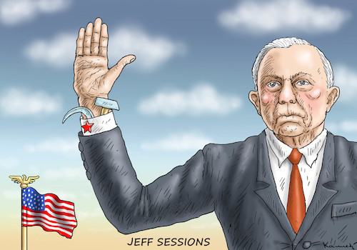 Cartoon: JEFF SESSIONS (medium) by marian kamensky tagged obama,trump,präsidentenwahlen,usa,baba,vanga,republikaner,inauguration,demokraten,fbi,james,comey,jeff,sessions,wikileaks,faschismus,obama,trump,präsidentenwahlen,usa,baba,vanga,republikaner,inauguration,demokraten,fbi,james,comey,jeff,sessions,wikileaks,faschismus