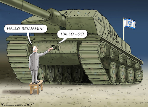 Cartoon: JOE BESUCHT BENJAMIN (medium) by marian kamensky tagged biden,besucht,netanjahu,biden,besucht,netanjahu