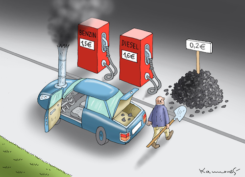 Cartoon: KRAFTSTOFFKRISE (medium) by marian kamensky tagged kraftstoffkrise,kraftstoffkrise