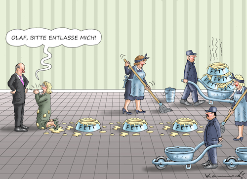 Cartoon: LAMBRECHT REICHT RÜCKTRITT AN (medium) by marian kamensky tagged lambrecht,reicht,rücktritt,an,lambrecht,reicht,rücktritt,an