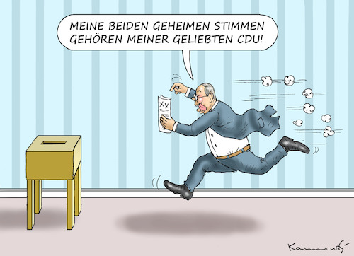 Cartoon: LASCHETS GIGA-WAHLPATZER (medium) by marian kamensky tagged tv,triell,laschet,baerbock,scholz,merkel,laschets,zukunftsteam,tv,triell,laschet,baerbock,scholz,merkel,laschets,zukunftsteam