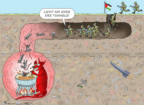 Cartoon: LICHT AM ENDE DES HAMAS-TUNNELS (medium) by marian kamensky tagged hamas,greift,israel,an,hamas,greift,israel,an