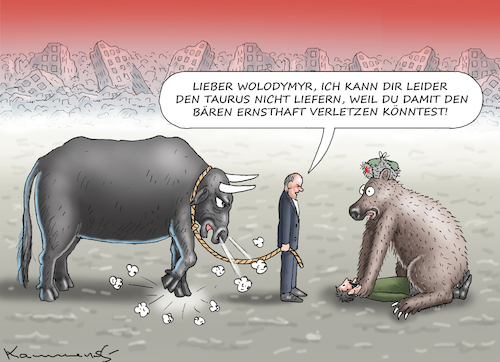 Cartoon: LIEFERZAUDERER OLAF (medium) by marian kamensky tagged taurus,für,die,ukraine,zauderlehrling,olaf,taurus,für,die,ukraine,zauderlehrling,olaf