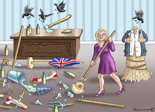 Cartoon: LIZ TRUSS (medium) by marian kamensky tagged curevac,testzentren,corona,impfung,pandemie,booster,omikron,boris,johnson,liz,truss,impfpflicht,curevac,testzentren,corona,impfung,pandemie,booster,omikron,boris,johnson,liz,truss,impfpflicht