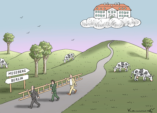 Cartoon: LUFTSCHLOSSKLAUSUR (medium) by marian kamensky tagged meseberg,luftschlossklausur,ampel,meseberg,luftschlossklausur,ampel