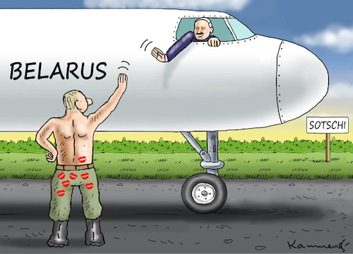 Cartoon: LUKASCHENKO BESUCHTE PUTIN (medium) by marian kamensky tagged belarus,lukaschenko,diktatur,putin,belarus,lukaschenko,diktatur,putin