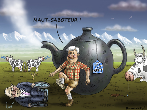 Cartoon: Maut Saboteur Schäuble (medium) by marian kamensky tagged maut,csu,cdu,dobrindt,sabotage,für,ausländer,seehofer,schäuble,maut,csu,cdu,dobrindt,sabotage,für,ausländer,seehofer,schäuble