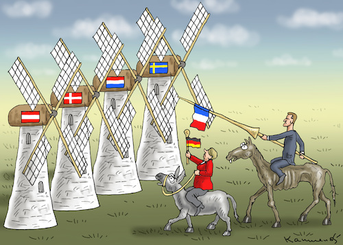 Cartoon: MERKEL- MAKRON UND DIE SPARSAMEN (medium) by marian kamensky tagged coronavirus,epidemie,gesundheit,panik,stillegung,george,floyd,twittertrump,pandemie,coronavirus,epidemie,gesundheit,panik,stillegung,george,floyd,twittertrump,pandemie