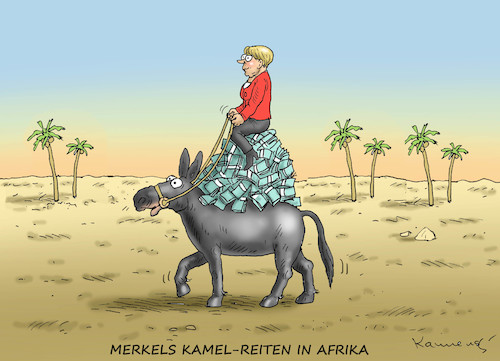 Cartoon: MERKELS KAMEL-REITEN IN AFRIKA (medium) by marian kamensky tagged merkel,seehofer,unionskrise,csu,cdu,flüchtlinge,gauland,merz,afd,spahn,akk,immunität,björn,höcke,hackerangriff,merkel,seehofer,unionskrise,csu,cdu,flüchtlinge,gauland,merz,afd,spahn,akk,immunität,björn,höcke,hackerangriff