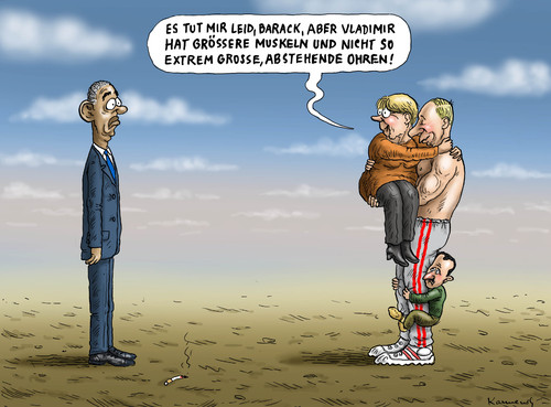 Cartoon: Merkels Kuschelkurs (medium) by marian kamensky tagged angela,merkel,neuland,twitter,facebook,obama,nsa,usa,internet,soziale,netzwerke,prism,tempora,putin,wahlen,syrieneinsatz,assad,chemische,waffen,angela,merkel,neuland,twitter,facebook,obama,nsa,usa,internet,soziale,netzwerke,prism,tempora,putin,wahlen,syrieneinsatz,assad,chemische,waffen