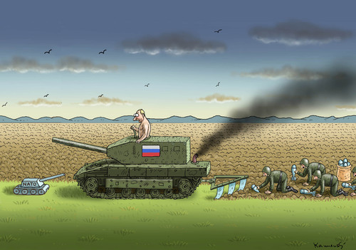 Cartoon: NATO STRATEGIE (medium) by marian kamensky tagged nato,warschau,russland,polen,säbelrasseln,nato,warschau,russland,polen,säbelrasseln