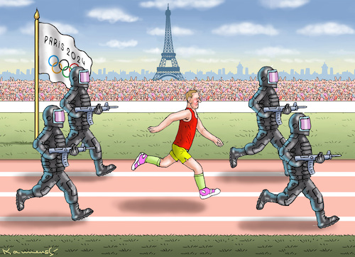 Cartoon: NERVÖSE OLYMPISCHE SPIELE (medium) by marian kamensky tagged nervöse,olympische,spiele,in,paris,nervöse,olympische,spiele,in,paris