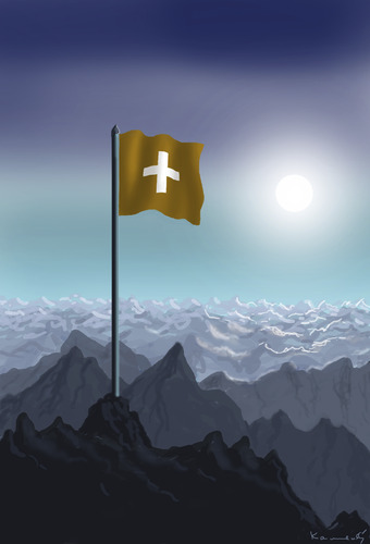 Cartoon: New Switzerland (medium) by marian kamensky tagged humor,illustration,fahne,flagge,schweiz