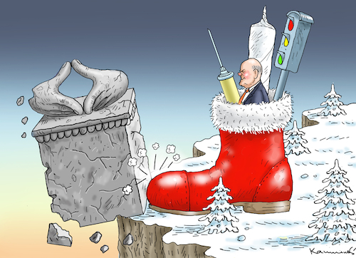 Cartoon: NIKOLAUS SCHOLZ (medium) by marian kamensky tagged tv,triell,laschet,baerbock,scholz,merkel,laschets,zukunftsteam,tv,triell,laschet,baerbock,scholz,merkel,laschets,zukunftsteam