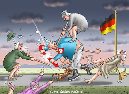 Cartoon: OMAS GEGEN RECHTS (medium) by marian kamensky tagged afd,verbotsverfahren,scholz,remigration,merz,cdu,demonstrationen,höcke,omas,gegen,rechts,afd,verbotsverfahren,scholz,remigration,merz,cdu,demonstrationen,höcke,omas,gegen,rechts