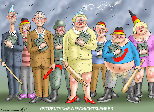 Cartoon: OSTDEUTSCHE GESCHICHTSLEHRER (medium) by marian kamensky tagged wahlen,in,sachsen,und,thüringen,afd,höcke,faschismus,wahlen,in,sachsen,und,thüringen,afd,höcke,faschismus