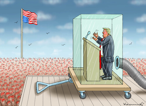 Cartoon: PANZERGLASREDE (medium) by marian kamensky tagged der,schuldige,des,attentats,trump,biden,panzerglasrede,der,schuldige,des,attentats,trump,biden,panzerglasrede