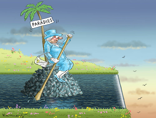 Cartoon: PARADISE PAPERS (medium) by marian kamensky tagged paradise,papers,the,queen,paradise,papers,the,queen