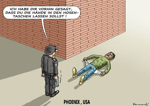Cartoon: PHOENIX USA (medium) by marian kamensky tagged phoenix,usa,tötung,eines,schwarzen,rassismus,phoenix,usa,tötung,eines,schwarzen,rassismus