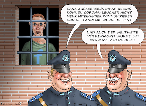 Cartoon: PLATTFORM DER DUMMEN ABSCHAFFEN! (medium) by marian kamensky tagged curevac,testzentren,corona,impfung,pandemie,facebook,meta,impfpflicht,curevac,testzentren,corona,impfung,pandemie,facebook,meta,impfpflicht