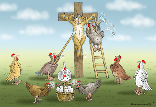 Cartoon: PROBLEMOSTERHASE (medium) by marian kamensky tagged ostern,osterhase,jesus,christus,christentum,heidentum,ostern,osterhase,jesus,christus,christentum,heidentum