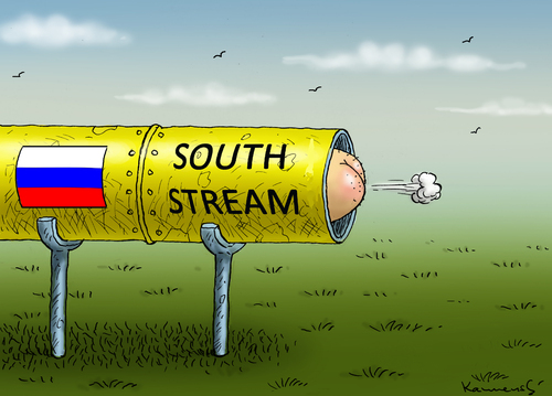 Cartoon: PUTINS ABGASABSAGE (medium) by marian kamensky tagged stream,south,abgasabsage,putins,putins,abgasabsage,south,stream