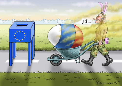 Cartoon: PUTINS DICKES FAULES OSTEREI (medium) by marian kamensky tagged brexit,theresa,may,england,eu,schottland,weicher,wahlen,boris,johnson,nigel,farage,ostern,referendum,brexit,theresa,may,england,eu,schottland,weicher,wahlen,boris,johnson,nigel,farage,ostern,referendum