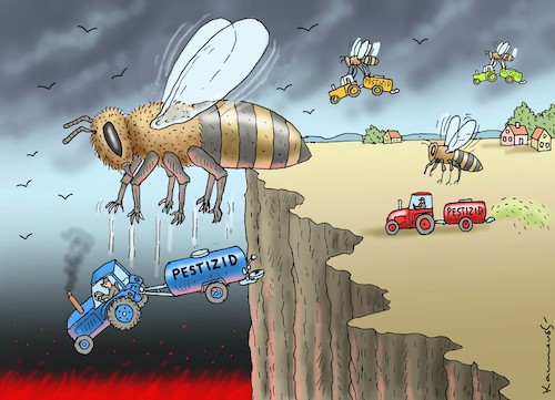 Cartoon: RACHE DER NATUR (medium) by marian kamensky tagged bienensterben,natur,pestizide,bienensterben,natur,pestizide
