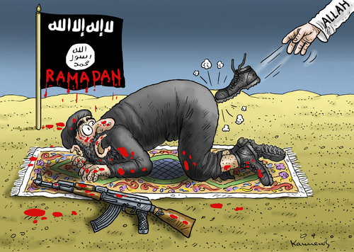 Cartoon: RAMADANIST (medium) by marian kamensky tagged bundeswehr,schlepper,pamyra,tunesien,ramadan,haram,boko,putin,eu,usa,obama,assad,terrorismus,kaida,baghdadi,al,isis,irak,irak,isis,al,baghdadi,kaida,terrorismus,assad,obama,usa,eu,putin,boko,haram,ramadan,tunesien,pamyra,schlepper,bundeswehr