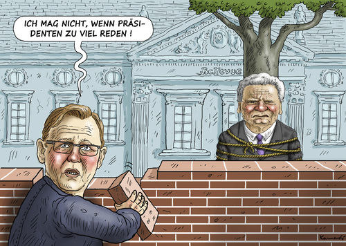 Cartoon: RAMELOW MAG GAUCK NICHT (medium) by marian kamensky tagged bodo,ramelow,die,linke,joachim,gauck,thüringen,ministerpräsident,erfurt,bodo,ramelow,die,linke,joachim,gauck,thüringen,ministerpräsident,erfurt