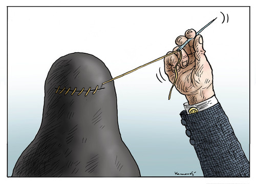 Cartoon: Reaktion auf das EU Burkaverbot (medium) by marian kamensky tagged eu,burkaverbot,islamisten,extremisten,terroristen,untolleranz,eu,burkaverbot,islamisten,extremisten,terroristen,untolleranz
