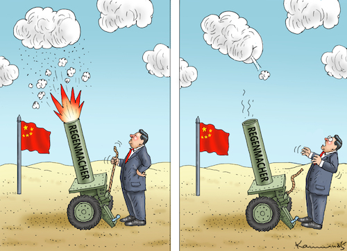 Cartoon: REGENMACHER XI JINPING (medium) by marian kamensky tagged grosse,dürre,grosse,dürre