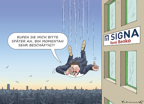 Cartoon: RENE BENKO (medium) by marian kamensky tagged rene,benko,am,abfflug,signa,rene,benko,am,abfflug,signa