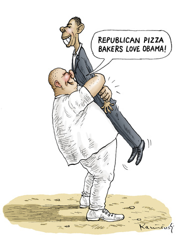 Cartoon: Republikaner liebt Obama (medium) by marian kamensky tagged republikaner,usa,wahlkampf,obama,pizzabäcker,pizza,baker,republikaner,usa,wahlkampf,obama,pizzabäcker,pizza,baker