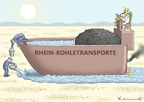 Cartoon: RHEIN-KOHLETRANSPORTE (medium) by marian kamensky tagged rhein,kohletransporte,rhein,kohletransporte