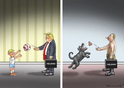 Cartoon: RUNDE SACHEN IN HELSINKI (medium) by marian kamensky tagged obama,trump,präsidentenwahlen,usa,baba,vanga,republikaner,inauguration,demokraten,wikileaks,g7,kanada,faschismus,putin,helsinki,obama,trump,präsidentenwahlen,usa,baba,vanga,republikaner,inauguration,demokraten,wikileaks,g7,kanada,faschismus,putin,helsinki